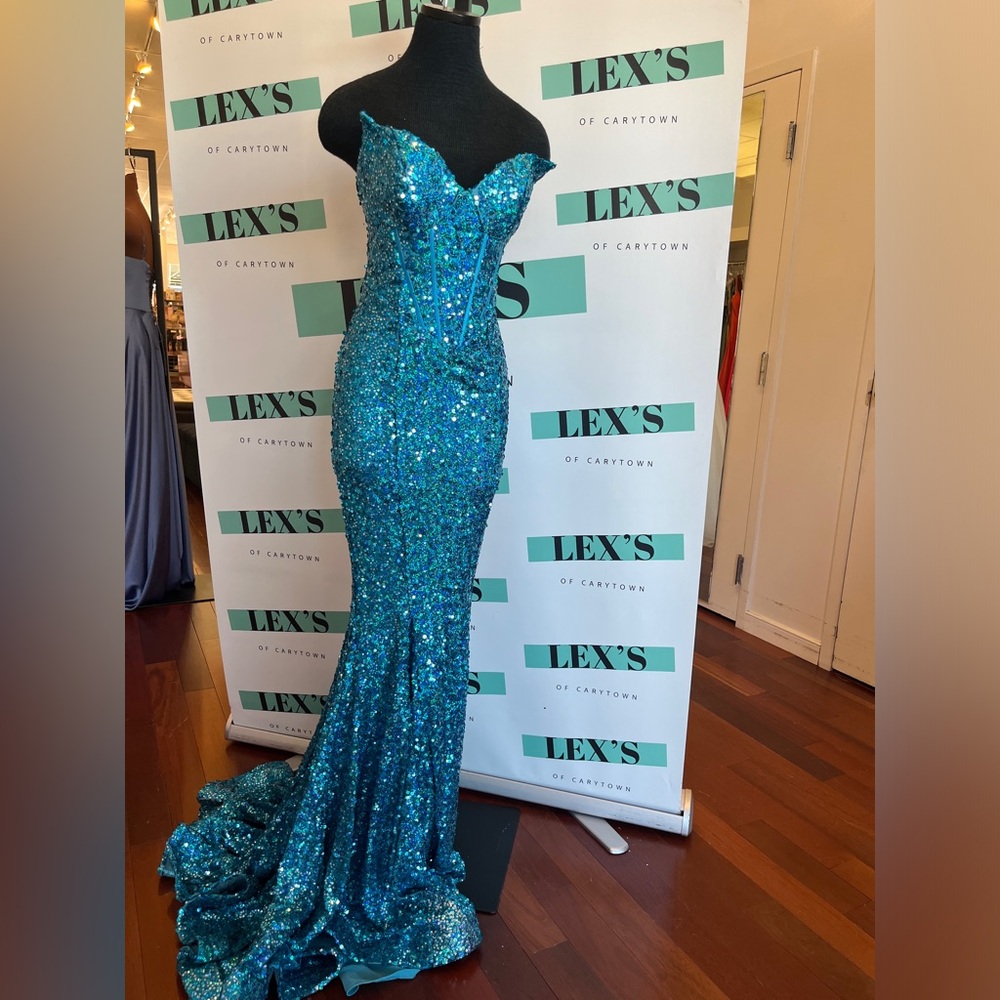 Portia and Scarlett strapless sequin corset gown